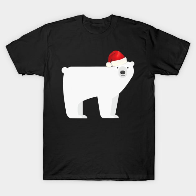 Christmas Polar Bear Santa Hat T-Shirt by Mitsue Kersting